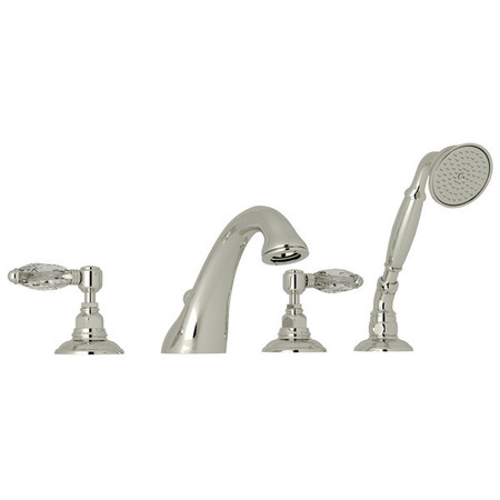 ROHL Italian Bath Four Hole Deck Mounted Tub Filler In Polished Nickel A1464LCPN